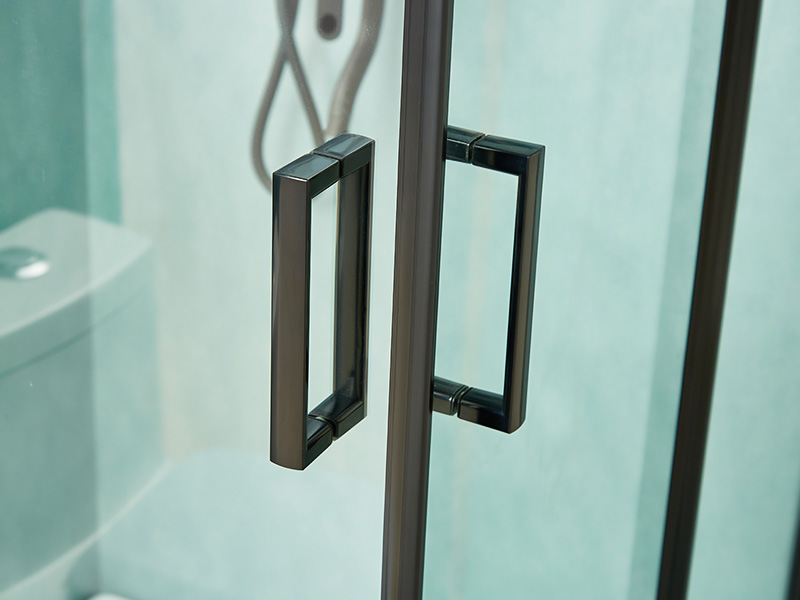 SQ skjutbara duschvägg, klart härdat glas, svart aluminiumprofil, handtag med dubbla hål, med bricka SQ skjutbara duschvägg, klart härdat glas, svart aluminiumprofil, handtag med dubbla hål, med bricka