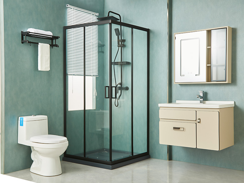 SQ skjutbara duschvägg, klart härdat glas, svart aluminiumprofil, handtag med dubbla hål, med bricka SQ skjutbara duschvägg, klart härdat glas, svart aluminiumprofil, handtag med dubbla hål, med bricka