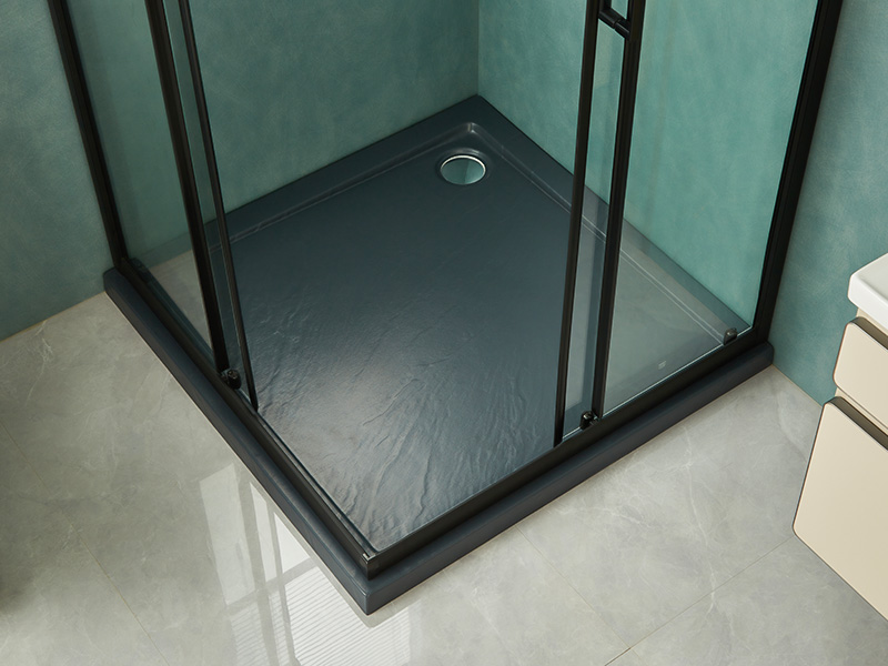SQ skjutbara duschvägg, klart härdat glas, svart aluminiumprofil, handtag med dubbla hål, med bricka SQ skjutbara duschvägg, klart härdat glas, svart aluminiumprofil, handtag med dubbla hål, med bricka