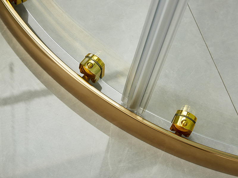 SE skjutbara duschväggar, klart härdat glas, guld aluminiumprofil, handtag med dubbla hål, utan bricka SE skjutbara duschväggar, klart härdat glas, guld aluminiumprofil, handtag med dubbla hål, utan bricka