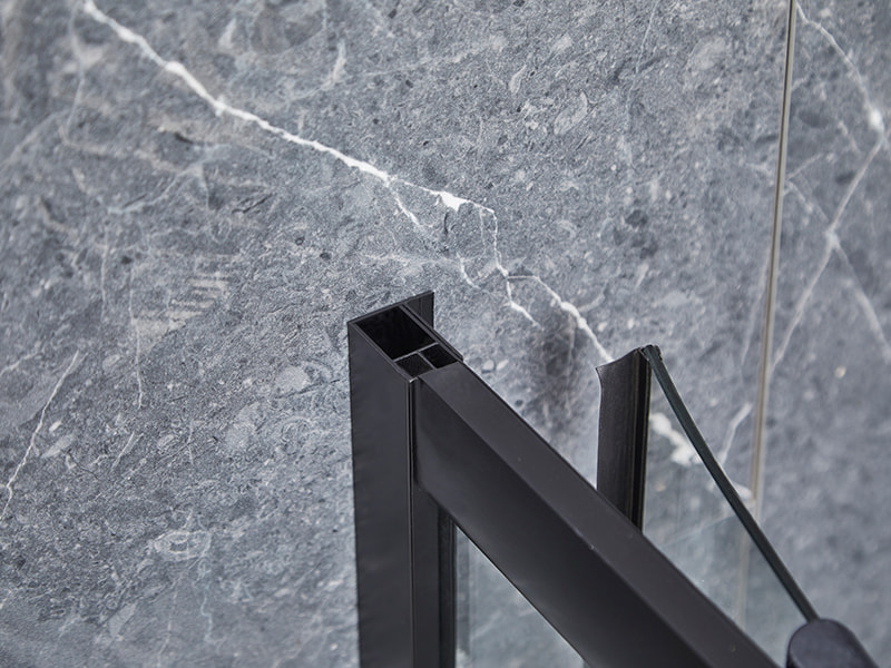 SE Skjutdörr i glas för duschvägg, svart aluminiumprofil SE Skjutdörr i glas för duschvägg, svart aluminiumprofil