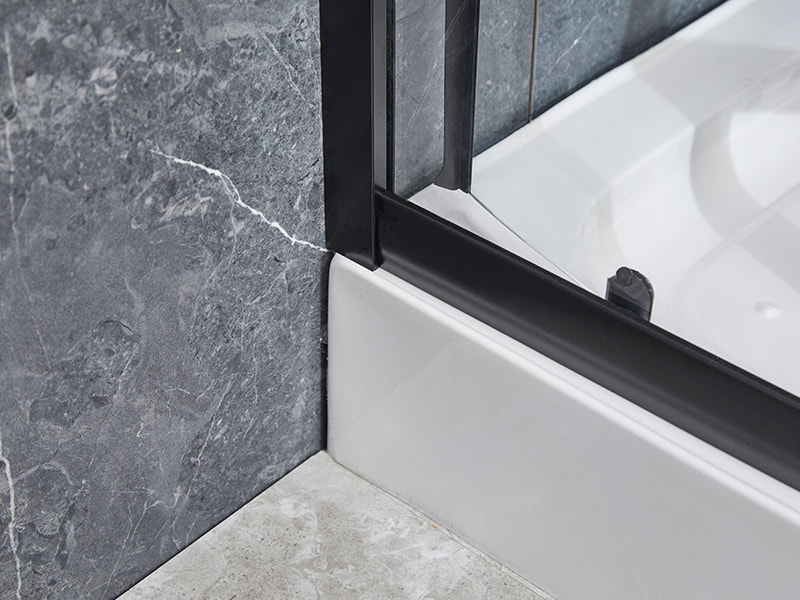 SE Skjutdörr i glas för duschvägg, svart aluminiumprofil SE Skjutdörr i glas för duschvägg, svart aluminiumprofil