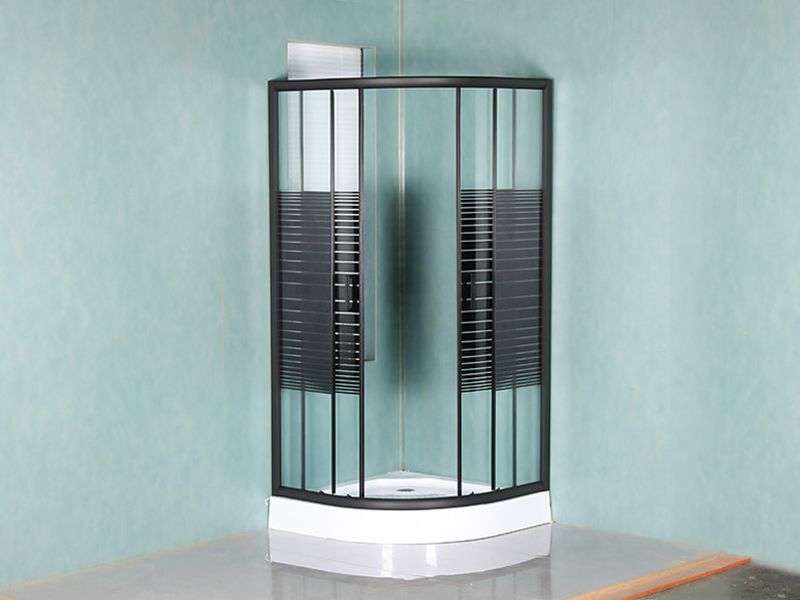 SE Svart aluminiumstomme Skjutdusch av härdat glas SE Svart aluminiumstomme Skjutdusch av härdat glas